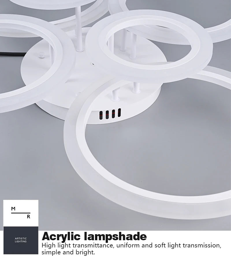 Nordic LED Ceiling Light Circular Acrylic with Remote Control Dimming Ceiling Lamp Living Room Dining Room Bedroom Decor Lights