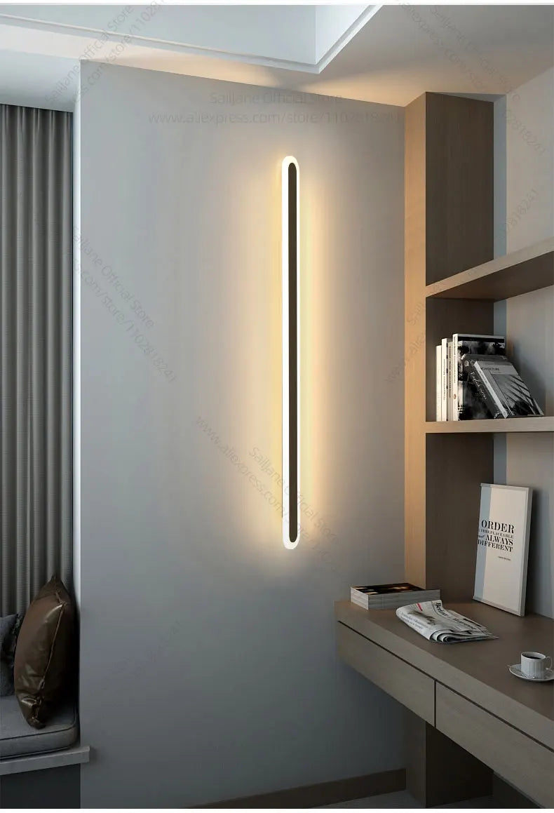Modern Outdoor Long Strip LED Wall Lamp Waterproof IP65 Stair Wall Fitting Villa Living Room Corridor Lamp Courtyard Garden Lamp
