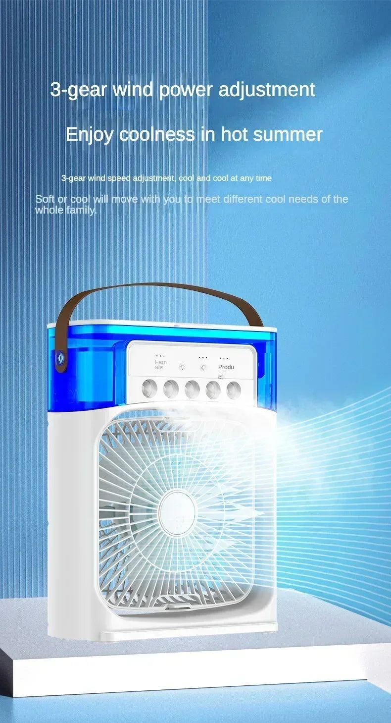 New Fan AIr Conditioner Household Mini Air Cooler LED Night Light Portable Humidifier Air Adjustment Fan Office Home Fan