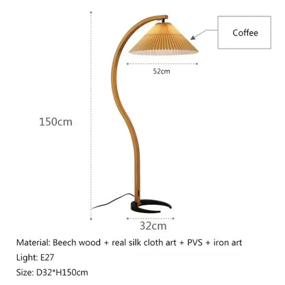 Nordic ARC Floor Lamp Retro Wooden Standing Lamp For Homestay Living Room Sofa Side Study Bedroom Bedside Reading Stand Lighting