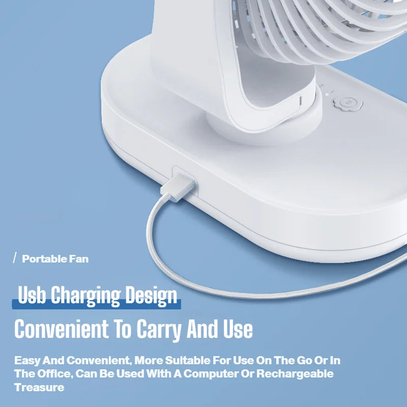 New oscillating electric fan 360-degree oscillation wireless charging air circulator fan multi-speed adjustable minimalist style
