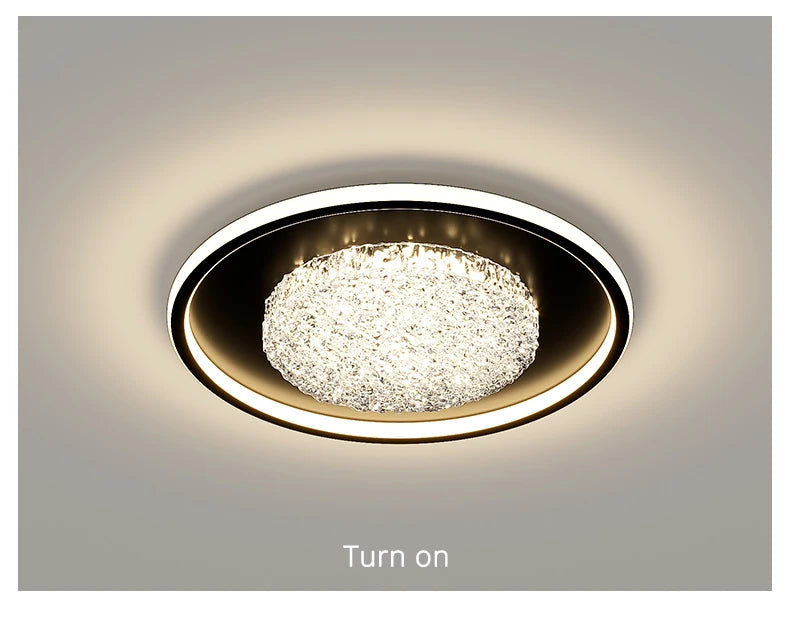 Modern Luxury Square LED Embedded Ceiling Light Round Crystal Inlaid Dimmable Bedroom Study Home Indoor Lighting Decoration Lamp