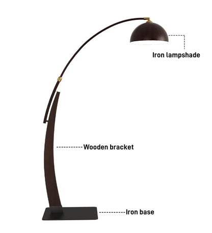 Nordic ARC Floor Lamp Retro Wooden Standing Lamp For Homestay Living Room Sofa Side Study Bedroom Bedside Reading Stand Lighting