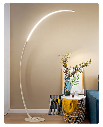 Nordic Designer Curved Aluminum LED Floor Lamp Modern Standing Light for Living Room Bedroom Bedside Room Decorative Lighting