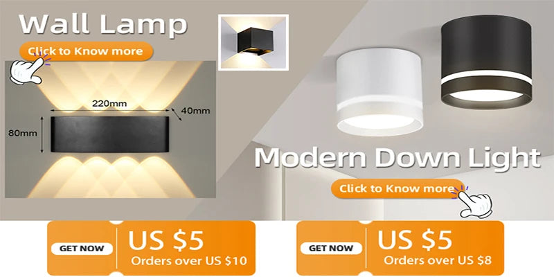 LED Wall Lamp Outdoor Waterproof IP65 Garden Lighting A85-265V Interior Wall Light Indoor For Bedroom Stairs Fixture Wall Lamps