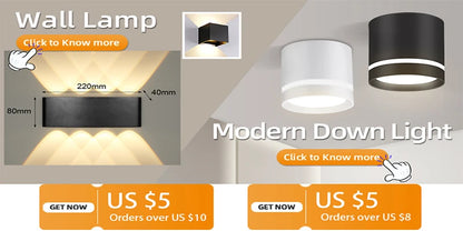 LED Wall Lamp Outdoor Waterproof IP65 Garden Lighting A85-265V Interior Wall Light Indoor For Bedroom Stairs Fixture Wall Lamps
