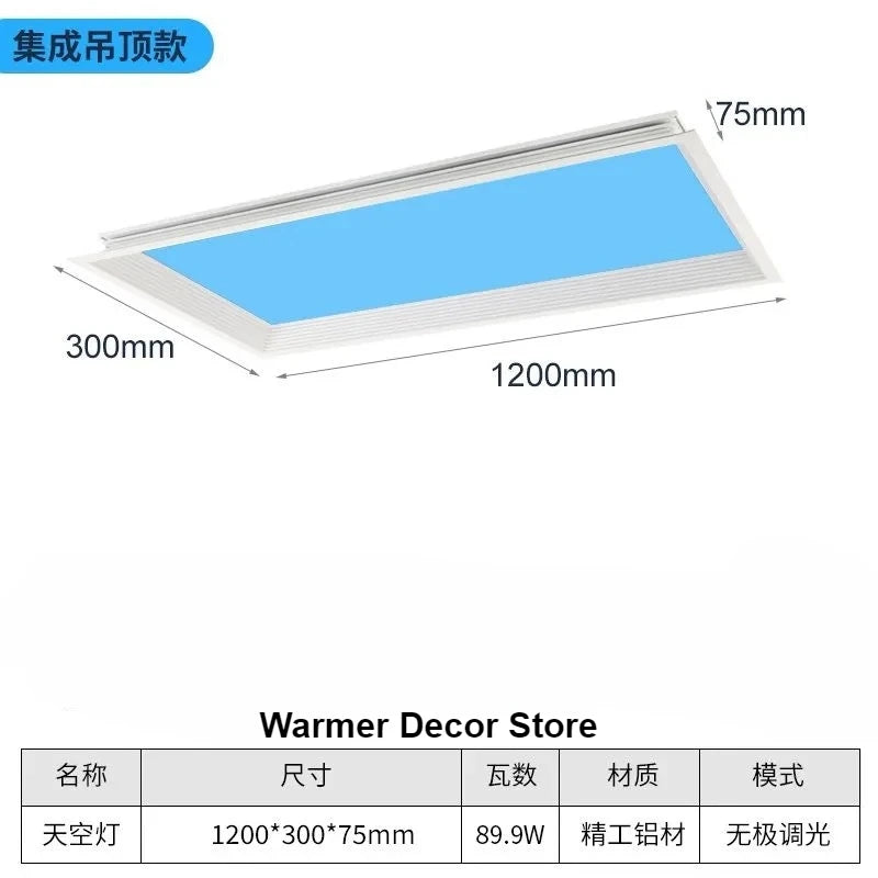 Modern LED Blue Sky Ceiling Lamp Smart Brightness Dimmable Round Ceiling light for Living Room Bedroom Kitchen Moon Lighting