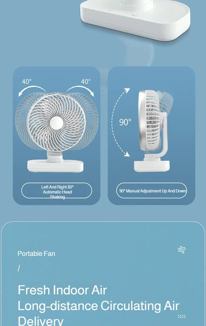 New oscillating electric fan 360-degree oscillation wireless charging air circulator fan multi-speed adjustable minimalist style
