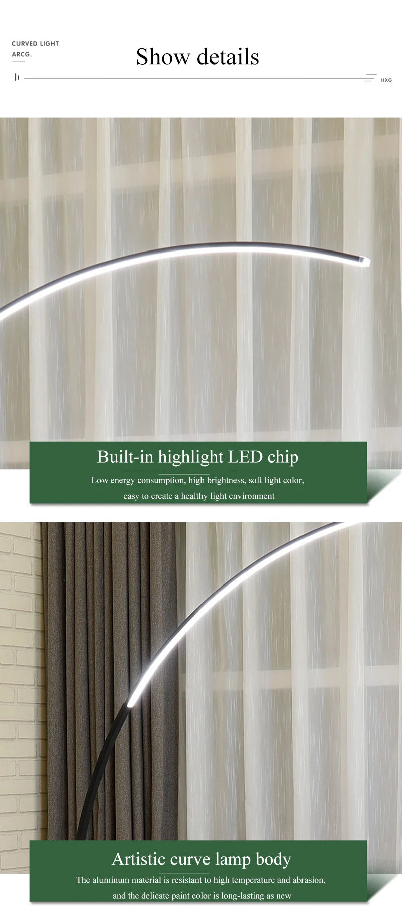 Nordic Designer Curved Aluminum LED Floor Lamp Modern Standing Light for Living Room Bedroom Bedside Room Decorative Lighting