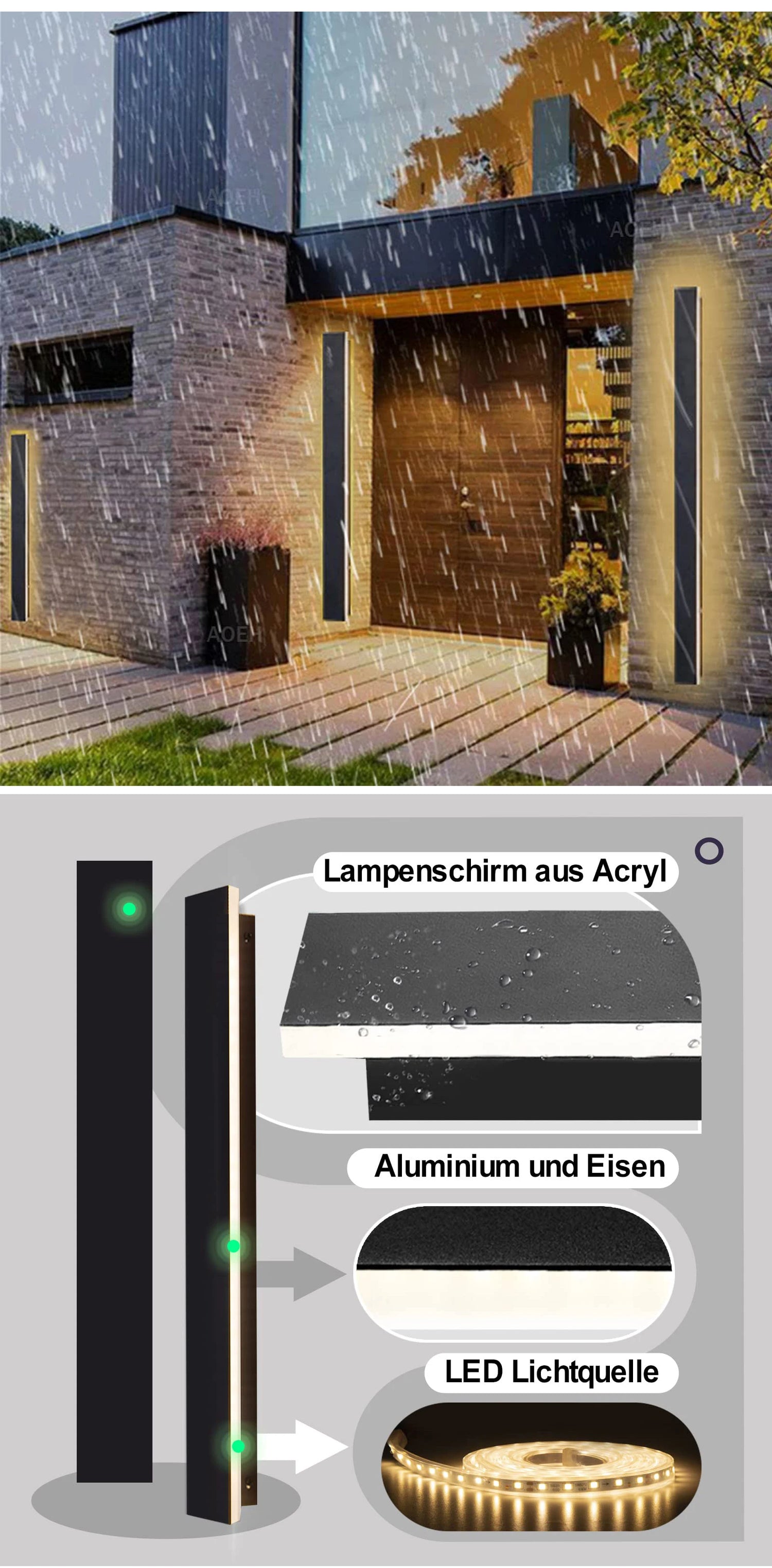 Waterproof Wall Lamp LED Outdoor Garden Wall Lamps Stair Garden Lamp Living Room Bedroom Ip65 Black Wall Lights