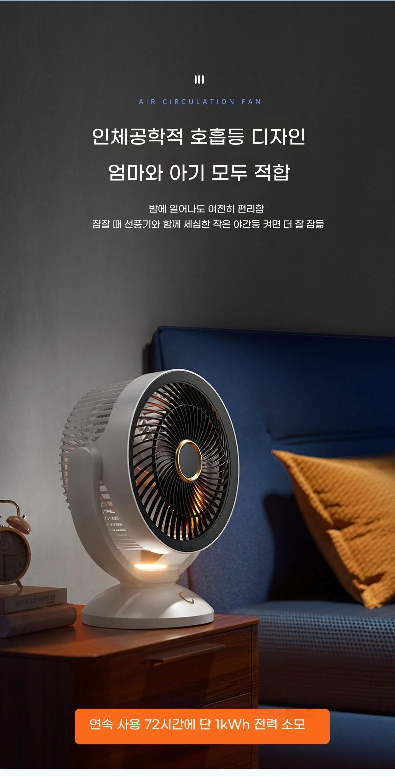 Portable Air Circulation Fan Rechargeable Oscillating 3 Blades Desktop Wall Mount Electric Fan LED Night Light Home Office Dorm