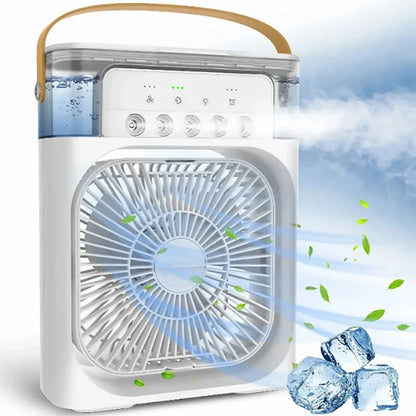 New 3 In 1 Fan AIr Conditioner Household Mini Air Cooler LED Night Light Portable Humidifier Air Adjustment Fan Office Home Fan