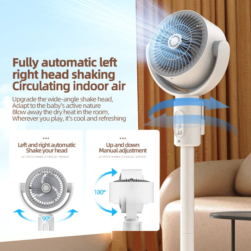Stand Fan Rechargeable Oscillating 5 Speed Height Adjustable Air Circulator for Home Indoor Office Portable