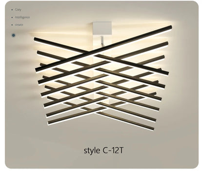 Modern Nordic  LED Ceiling Lamps For Living Dining Room With Remote Control Black Lights Office Bedroom Decor Square Chandeliers