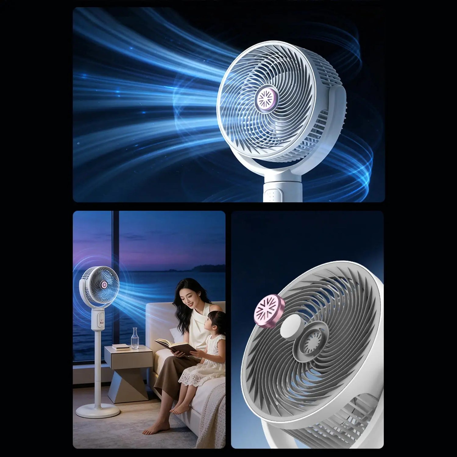 Vertical Fan 5-Speed Air Circulation Device With Timer Oscillating Adjustable Height Type-C Rechargeable Standing Fan For Beach