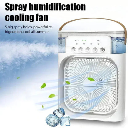 New 3 In 1 Portable Fan AIr Conditioner Household Mini Air Cooler LED Night Light Humidifier Air Adjustment Fan Office Home Fan