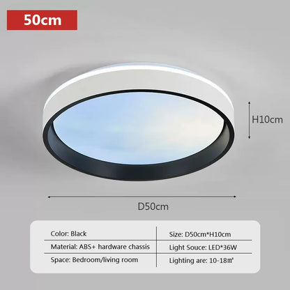 Modern LED Blue Sky Ceiling Lamp Smart Brightness Dimmable Round Ceiling light for Living Room Bedroom Kitchen Moon Lighting