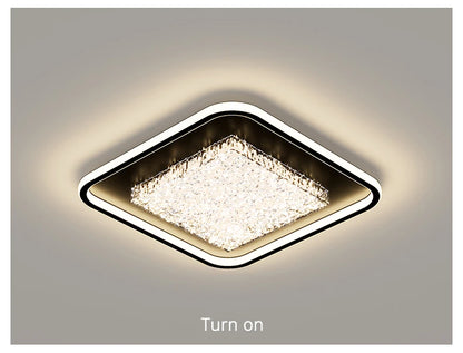 Modern Luxury Square LED Embedded Ceiling Light Round Crystal Inlaid Dimmable Bedroom Study Home Indoor Lighting Decoration Lamp