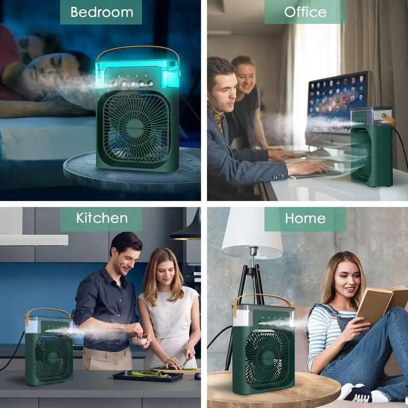 3 In 1 Fan AIr Conditioner Household Mini Air Cooler LED Night Light Portable Humidifier Air Adjustment Fan Office Home Fan