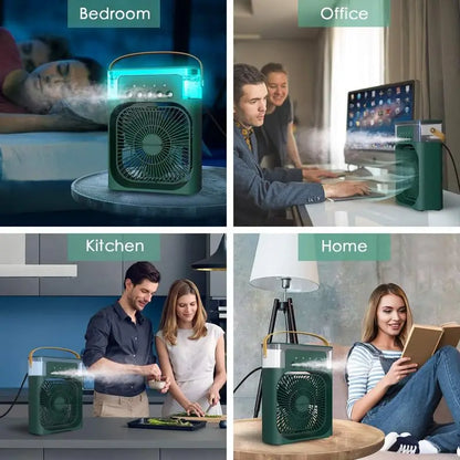 3 In 1 Fan AIr Conditioner Household Mini Air Cooler LED Night Light Portable Humidifier Air Adjustment Fan Office Home Fan