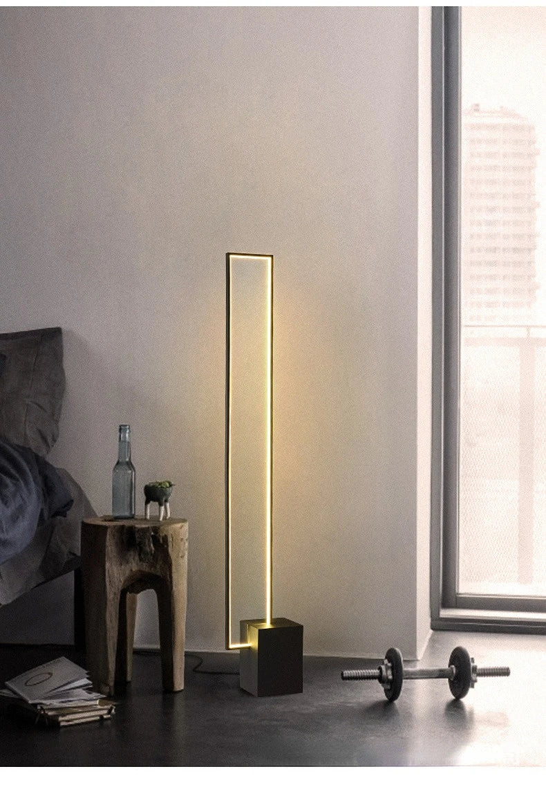 Nordic Simple Living Room Floor Lamp Modern Led Vertical Square Floor Light Bedroom Dimmable Indoor Lighting 2024 Led Luminairas