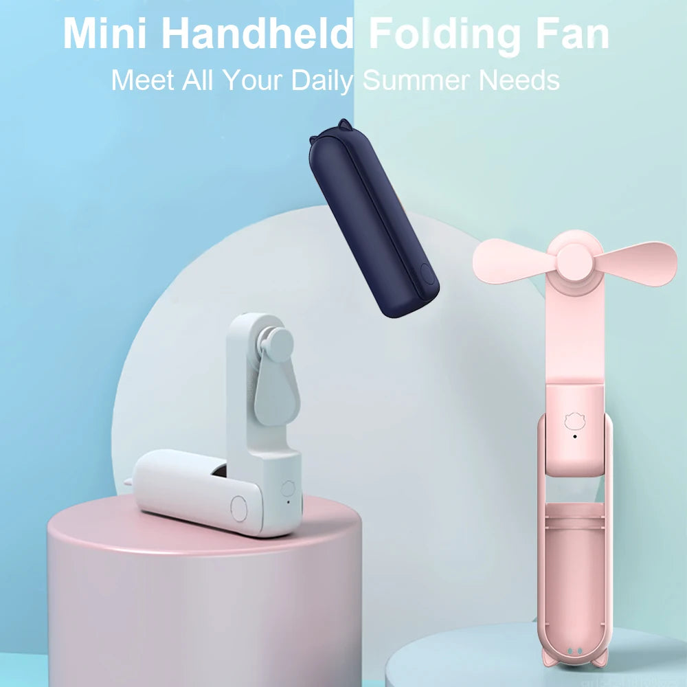 Mini Hand Fan Portable Pocket Fan USB Rechargerable Handheld Fan  Outdoor Small Personal Hand Fan For Travel Mini Desk Fan