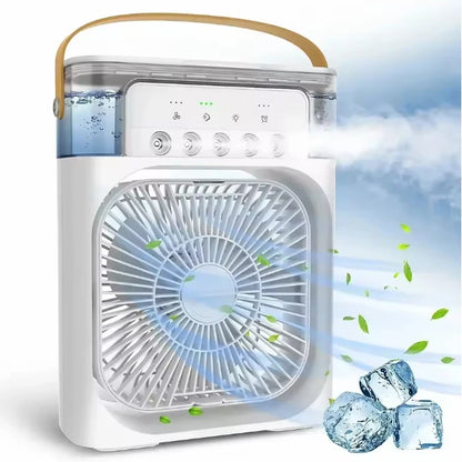 New 3 In 1 Fan AIr Conditioner Household Mini Air Cooler LED Night Light Portable Humidifier Air Adjustment Fan Office Home Fan