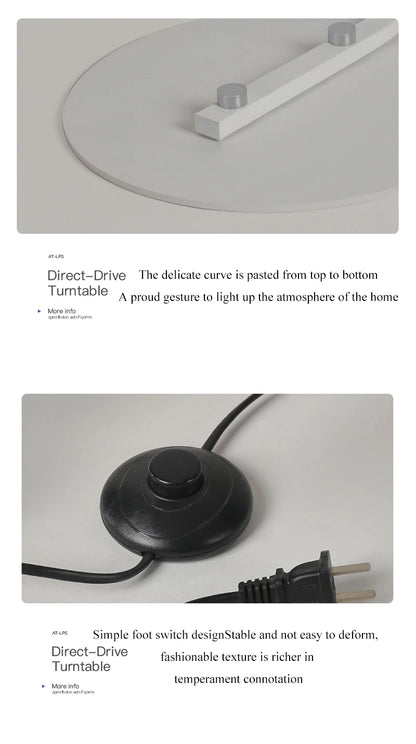 Nordic Designer Curved Aluminum LED Floor Lamp Modern Standing Light for Living Room Bedroom Bedside Room Decorative Lighting