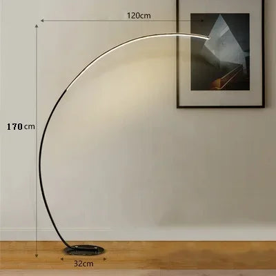 Nordic Designer Curved Aluminum LED Floor Lamp Modern Standing Light for Living Room Bedroom Bedside Room Decorative Lighting