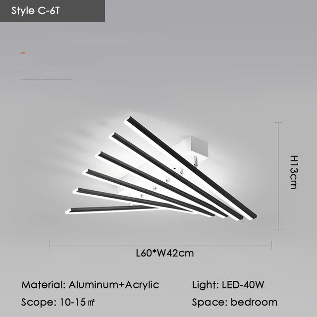 Modern Nordic  LED Ceiling Lamps For Living Dining Room With Remote Control Black Lights Office Bedroom Decor Square Chandeliers