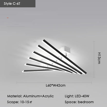 Modern Nordic  LED Ceiling Lamps For Living Dining Room With Remote Control Black Lights Office Bedroom Decor Square Chandeliers