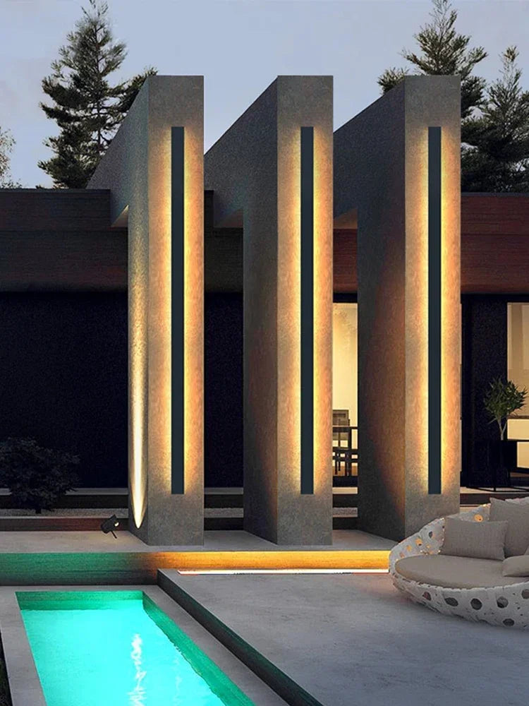 Modern Outdoor Waterproof LED Wall Lamp IP65 Linear Strip Lighting for Porch Garden Garage Staircase Bedroom Home Decoration