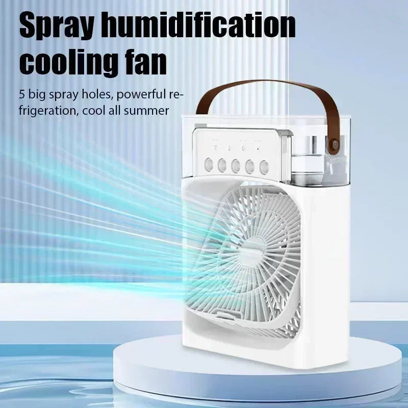 New 3 In 1 Fan AIr Conditioner Household Mini Air Cooler LED Night Light Portable Humidifier Air Adjustment Fan Office Home Fan