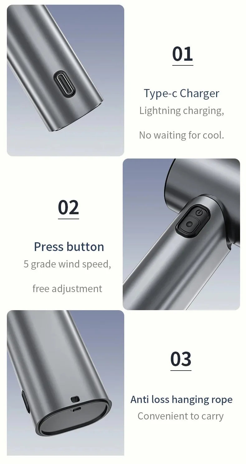 Mini Wind Cannon Handheld Fan USB Rechargeable Portable High Speed Fan for Outdoor Pocket Small Fan