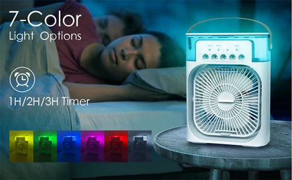 New 3 In 1 Fan AIr Conditioner Household Mini Air Cooler LED Night Light Portable Humidifier Air Adjustment Fan Office Home Fan