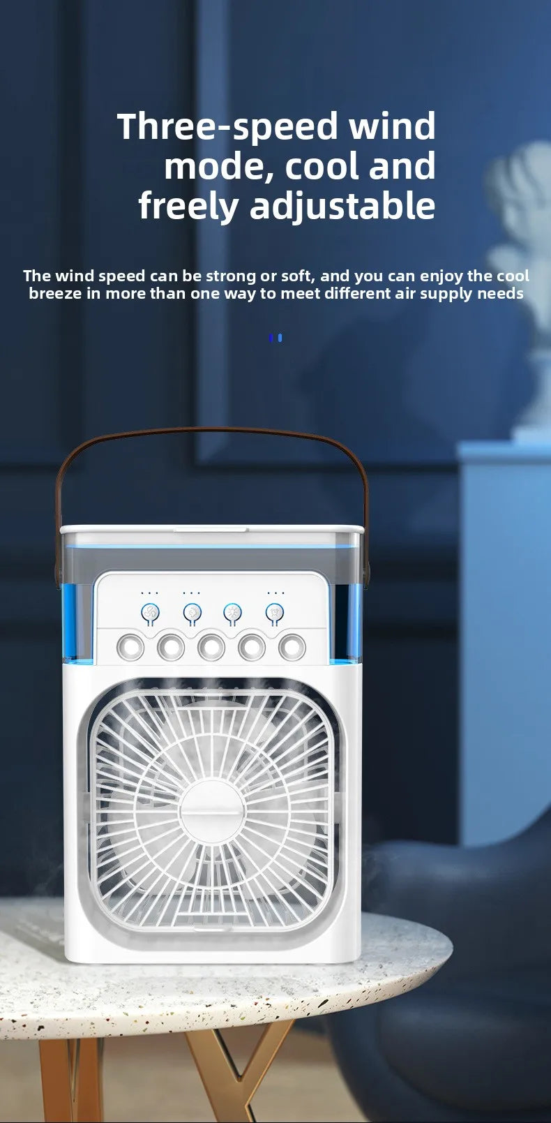 New 3 In 1 Fan AIr Conditioner Household Small Air Cooler LED Night Light Portable Humidifier Air Adjustment Fan Office Home Fan