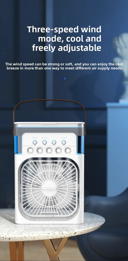 New 3 In 1 Fan AIr Conditioner Household Small Air Cooler LED Night Light Portable Humidifier Air Adjustment Fan Office Home Fan