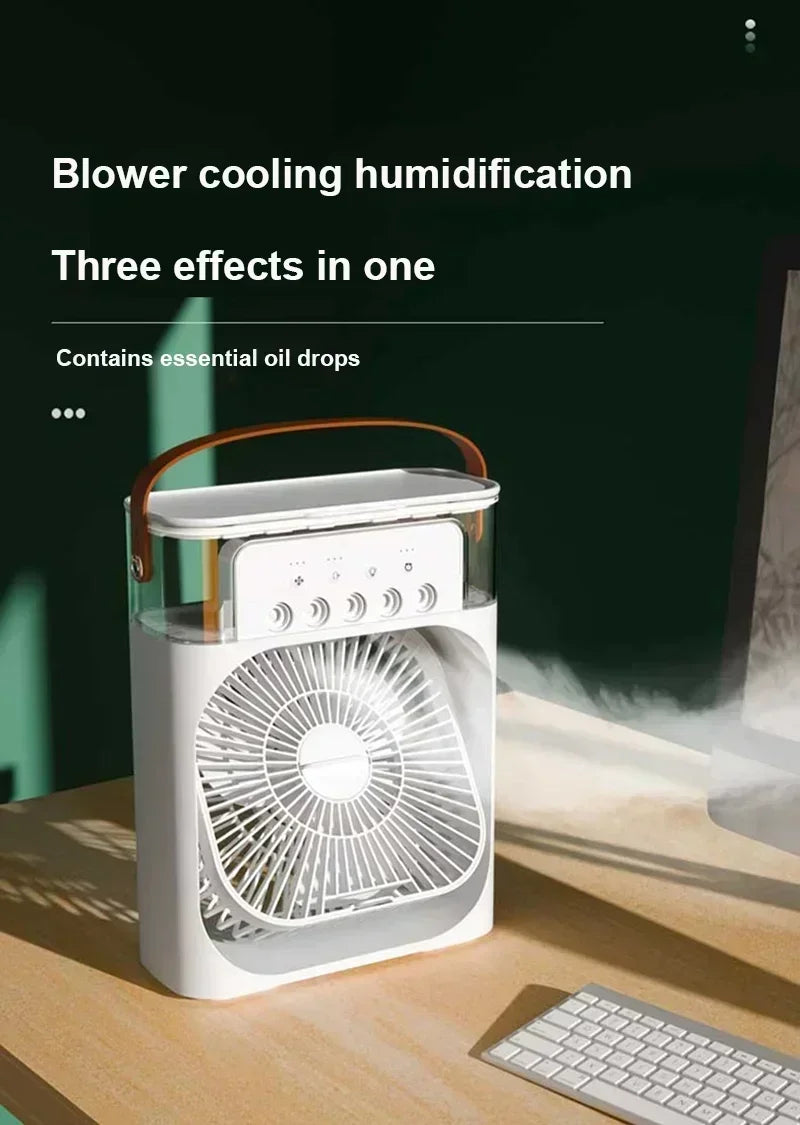 3 In 1 Fan AIr Conditioner Household Mini Air Cooler LED Night Light Portable Humidifier Air Adjustment Fan Office Home Fan