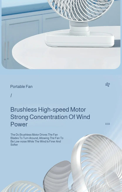 New oscillating electric fan 360-degree oscillation wireless charging air circulator fan multi-speed adjustable minimalist style