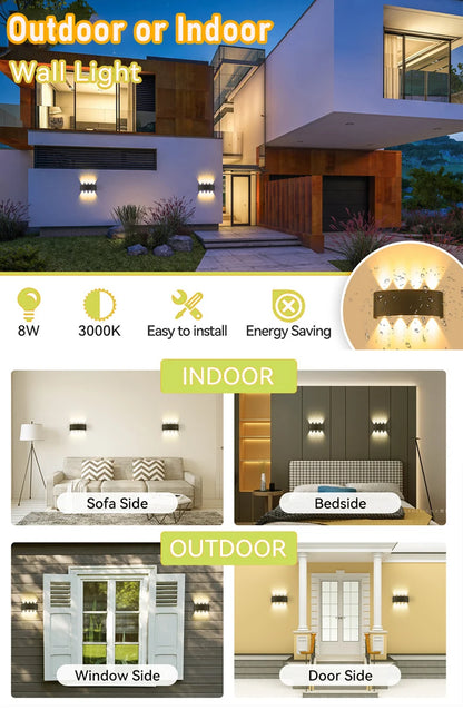 LED Wall Lamp Outdoor Waterproof IP65 Garden Lighting A85-265V Interior Wall Light Indoor For Bedroom Stairs Fixture Wall Lamps