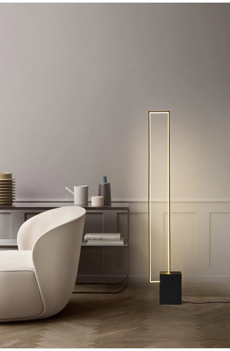 Nordic Simple Living Room Floor Lamp Modern Led Vertical Square Floor Light Bedroom Dimmable Indoor Lighting 2024 Led Luminairas