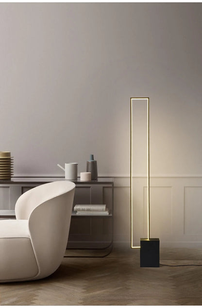 Nordic Simple Living Room Floor Lamp Modern Led Vertical Square Floor Light Bedroom Dimmable Indoor Lighting 2024 Led Luminairas