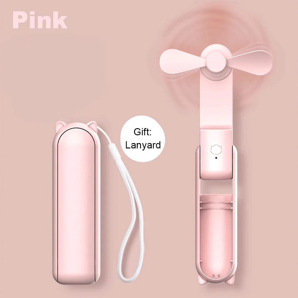 Mini Hand Fan Portable Pocket Fan USB Rechargerable Handheld Fan  Outdoor Small Personal Hand Fan For Travel Mini Desk Fan