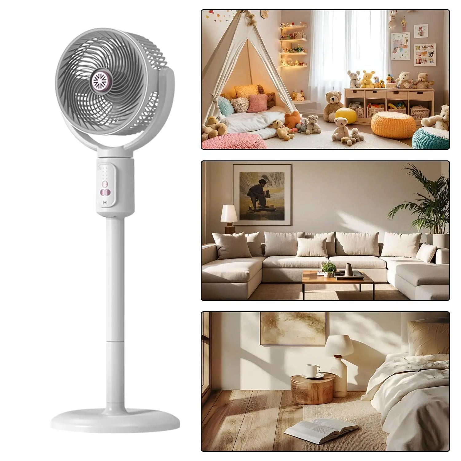 Vertical Fan 5-Speed Air Circulation Device With Timer Oscillating Adjustable Height Type-C Rechargeable Standing Fan For Beach