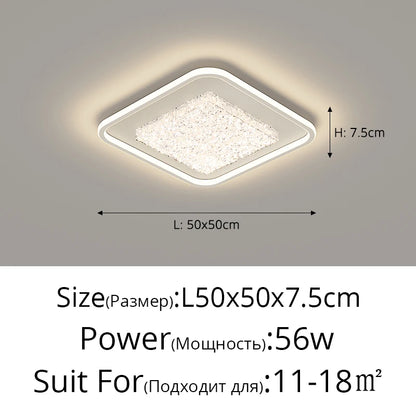 Modern Luxury Square LED Embedded Ceiling Light Round Crystal Inlaid Dimmable Bedroom Study Home Indoor Lighting Decoration Lamp