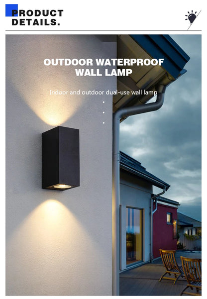 Waterproof LED Outdoor Wall Lamp IP65 Upper Lower Lighting Porch Garden Lamp Indoor Bedroom Bedside Home Decor Wall Light