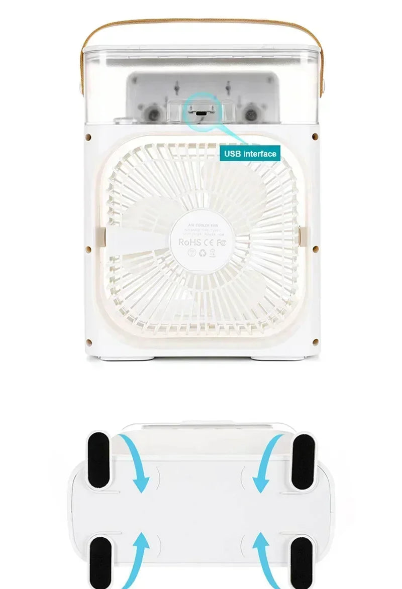 3 In 1 Fan AIr Conditioner Household Mini Air Cooler LED Night Light Portable Humidifier Air Adjustment Fan Office Home Fan