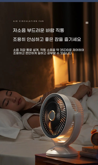 Portable Air Circulation Fan Rechargeable Oscillating 3 Blades Desktop Wall Mount Electric Fan LED Night Light Home Office Dorm
