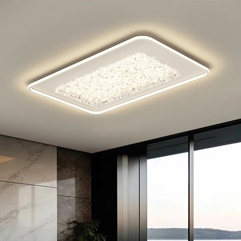 Modern Luxury Square LED Embedded Ceiling Light Round Crystal Inlaid Dimmable Bedroom Study Home Indoor Lighting Decoration Lamp