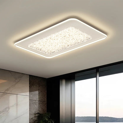 Modern Luxury Square LED Embedded Ceiling Light Round Crystal Inlaid Dimmable Bedroom Study Home Indoor Lighting Decoration Lamp